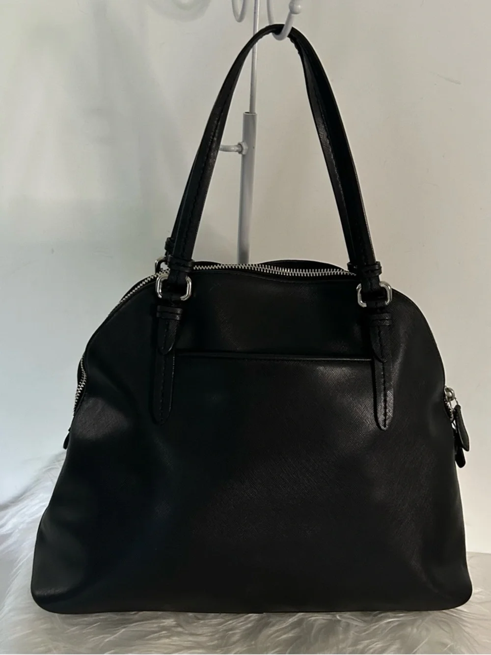 Coach Black Leather Shoulder Bag Silver Hardware structured Tote Classic - Picture 9 of 12